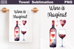 Wine Kitchen Towel Sublimation | Valentine Towel Product Image 1