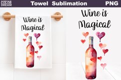 Wine Kitchen Towel Sublimation | Valentine Towel Product Image 1