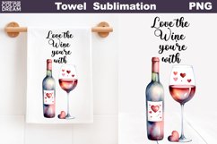 Wine Kitchen Towel Sublimation | Valentine Towel Product Image 1