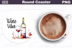 Wine Round Coaster Sublimation | Valentines Day Coaster Product Image 1