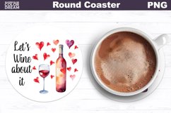 Wine Round Coaster Sublimation | Valentines Day Coaster Product Image 1