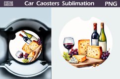 Wine and Cheese Car Coaster | Wine Round Coaster Product Image 1