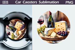 Wine and Cheese Car Coaster | Wine Round Coaster Product Image 1