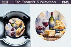 Wine and Cheese Car Coaster | Wine Round Coaster Product Image 1