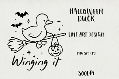 Line Art Cute Halloween Duck | EPS, SVG, PNG Product Image 1