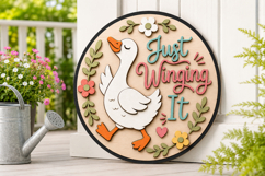 Just Winging It Goose SVG, Funny Goose Door Hanger File Product Image 5