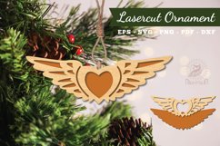 Wings Heart Laser Cut Ornament SVG Product Image 1