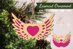 Wings Heart Laser Cut Ornament SVG Product Image 1