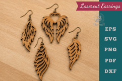 Wings Lasercut Earrings SVG Product Image 1