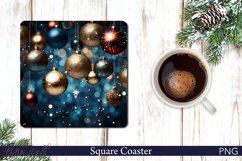 Sparkling Christmas Ball Square Coaster | Winter Holidays De Product Image 1