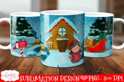 Cute Christmas Elf Mug Wrap PNG for Sublimation for girls Product Image 2
