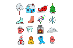 Colorful christmas and winter festive season icons collectio Product Image 1