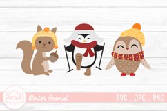 Winter Animal Illustration Sticker| Winter Animal Clipart Product Image 1
