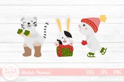Winter Animal Illustration Sticker| Winter Animal Clipart Product Image 1
