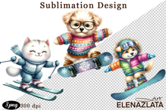 Winter sports clipart, American sports, animal clipart Product Image 1