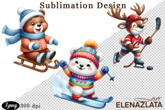 Winter sports clipart, American sports, animal clipart Product Image 1
