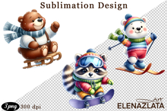 Winter sports clipart, American sports, animal clipart Product Image 1