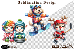 Winter sports clipart, American sports, animal clipart Product Image 1