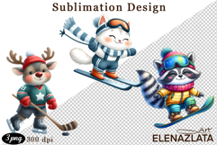 Winter sports clipart, American sports, animal clipart Product Image 1