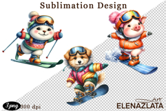 Winter sports clipart, American sports, animal clipart Product Image 1