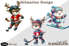 Winter sports clipart, American sports, animal clipart Product Image 1