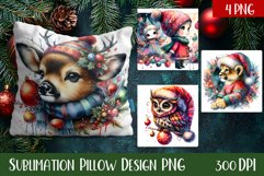 Christmas Sublimation - winter animal pillow Product Image 1