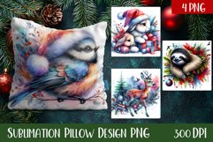 Christmas Sublimation - winter animal pillow Product Image 1