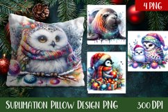 Christmas Sublimation - winter animal pillow Product Image 1