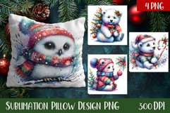 Christmas Sublimation - winter animal pillow Product Image 1