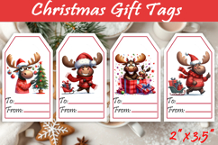 Christmas moose Gift Tags, Christmas animal labels Product Image 1
