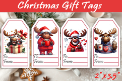 Christmas moose Gift Tags, Christmas animal labels Product Image 1