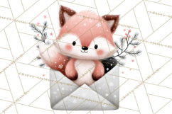 Winter Animals in Envelopes Clipart PNG, Mini Winter World Product Image 5