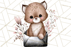 Winter Animals in Envelopes Clipart PNG, Mini Winter World Product Image 2