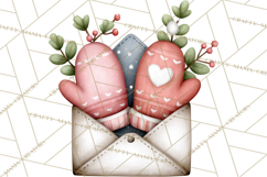 Winter Animals in Envelopes Clipart PNG, Mini Winter World Product Image 5