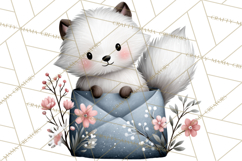 Winter Animals in Envelopes Clipart PNG, Mini Winter World Product Image 3