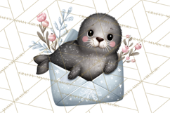 Winter Animals in Envelopes Clipart PNG, Mini Winter World Product Image 4