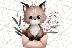 Winter Animals in Envelopes Clipart PNG, Mini Winter World Product Image 2
