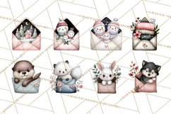 Winter Animals in Envelopes Clipart PNG, Mini Winter World Product Image 3