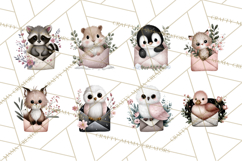Winter Animals in Envelopes Clipart PNG, Mini Winter World Product Image 4