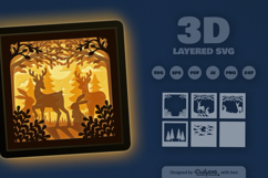 Winter Animals Forest Layered Papercut Product Image 3