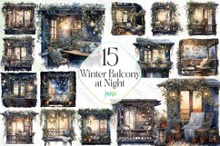 Winter Balcony At Night Sublimation Bundle Product Image 1