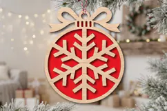 Winter Bauble Laser Cut Wood File, Christmas Ornament SVG Product Image 2