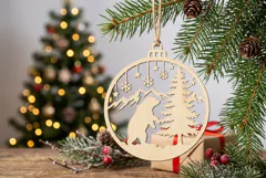 Winter Bear Snowflake Ornament SVG, Holiday Laser File Product Image 1