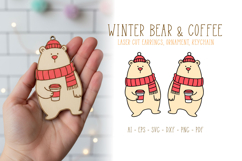 Winter Bear Earrings Laser Cut SVG Template, Ornament Design Product Image 1