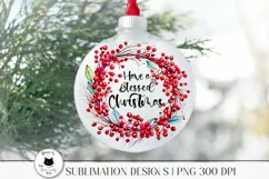 red berry wreath illustration shown on a christmas ornament