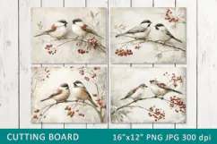 Vintage Winter Birds Cutting Board Product Image 2