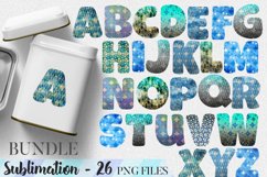 Winter blue alphabet sublimation designs for t-shirts, mugs, merchandise