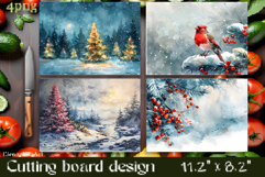 Vintage winter forest Cutting Board PNG Design Product Image 1