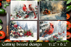 Vintage winter forest bird Cutting Board PNG Design Product Image 1