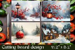 Vintage winter forest Cutting Board PNG Design Product Image 1